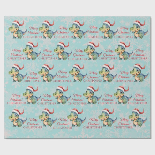 Funny Dinosaur Christmas Wrapping Paper (Flat)