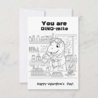 funny Dinosaur Coloring Maze Classroom Valentine  Thank You Card