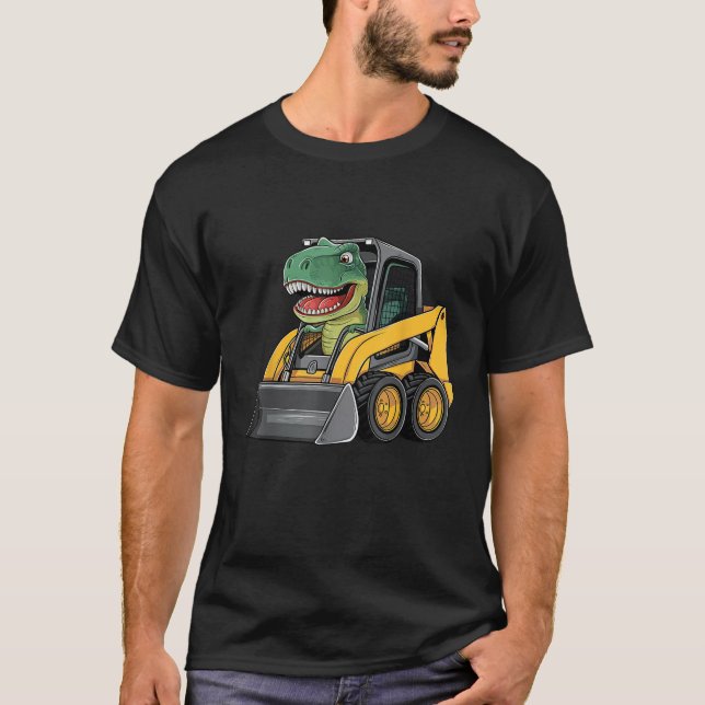 Funny Dinosaur Construction Truck Excavator Kids B T-Shirt (Front)