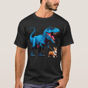 Funny Dinosaur Corgi Walking Dog Lover T-Shirt