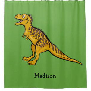 Funny Dinosaur custom name & colour shower curtain