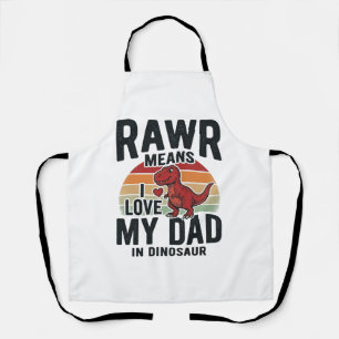 Funny Dinosaur Dad RAWR Vintage Shirt Design_1 Apron