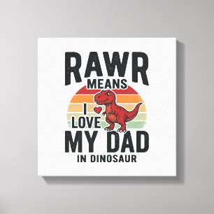Funny Dinosaur Dad RAWR Vintage Shirt Design_1 Canvas Print
