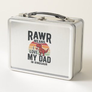 Funny Dinosaur Dad RAWR Vintage Shirt Design_1 Metal Lunch Box