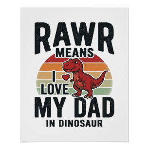 Funny Dinosaur Dad RAWR Vintage Shirt Design_1 Poster