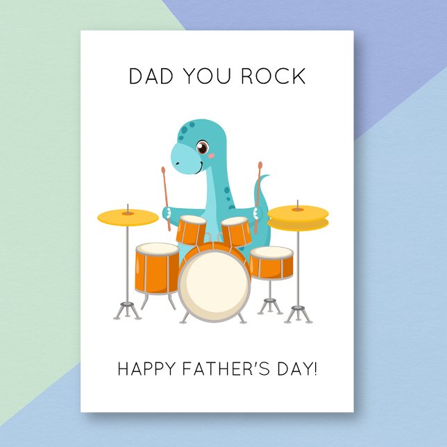Funny Dinosaur Dad You Rock Father's Day Card (Creator Uploaded)