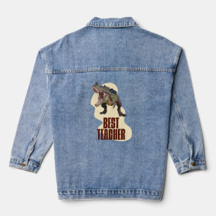 Funny Dinosaur Dino Best Teacher Denim Jacket