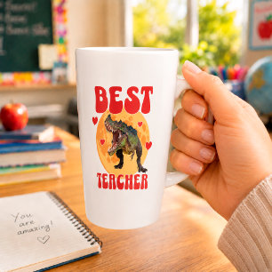 Funny Dinosaur Dino Best Teacher Latte Mug