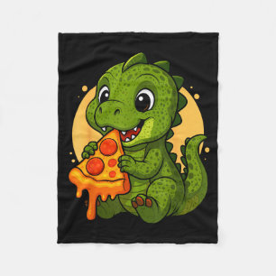 Funny Dinosaur Eating Zza Graphic Boys Girls Dinos Fleece Blanket