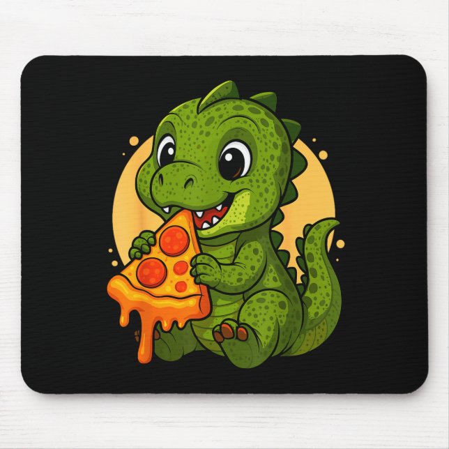 Funny Dinosaur Eating Zza Graphic Boys Girls Dinos Mouse Mat (Front)
