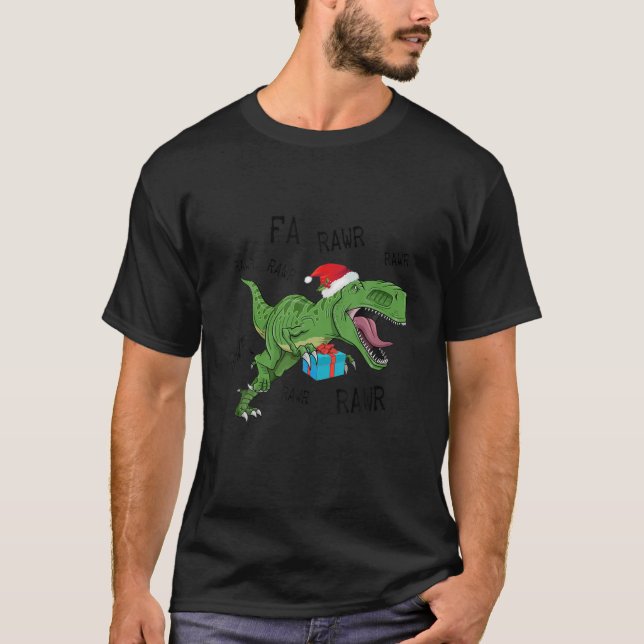 Funny Dinosaur Fa Ra Rawr Rex Christmas Boys Xmas T-Shirt (Front)