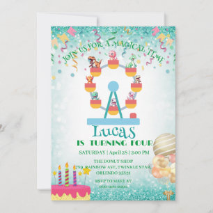 Funny dinosaur Ferris wheel Birthday party DIY Nam Holiday Card