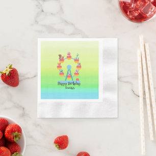 Funny dinosaur Ferris wheel Birthday party DIY Nam Napkin