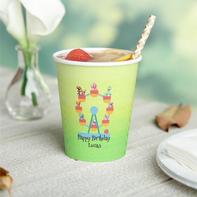 Funny dinosaur Ferris wheel Birthday party DIY Nam Paper Cups (Insitu)