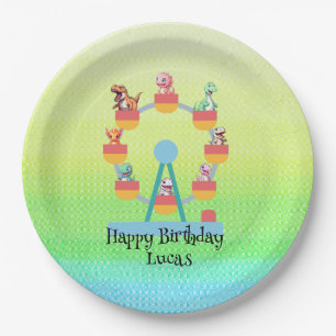 Funny dinosaur Ferris wheel Birthday party DIY Nam Paper Plate