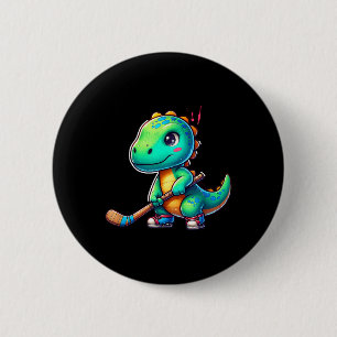 Funny Dinosaur Field Hockey Player Cool Team 6 Cm Round Badge