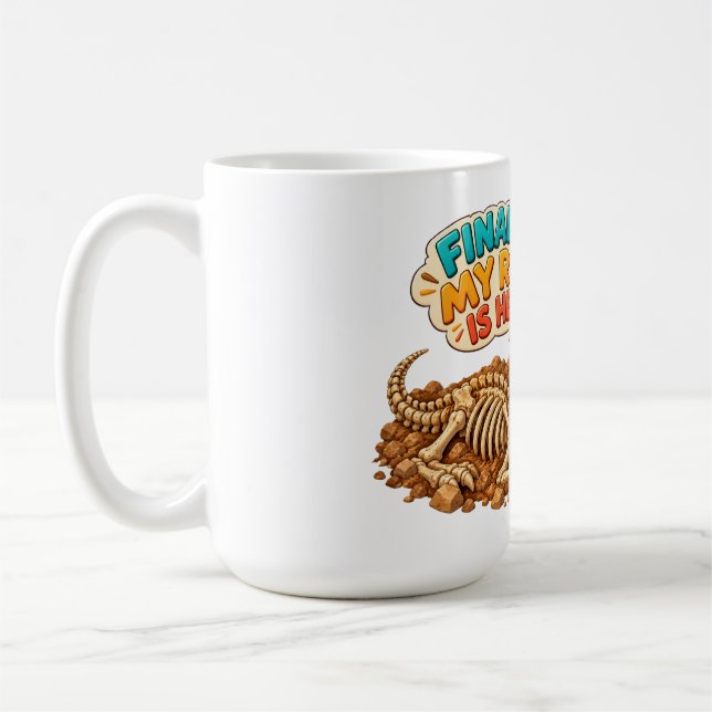 Funny Dinosaur Fossil Dig Coffee Mug (Left)