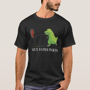 Funny Dinosaur Gift Cool T rex Hates Darts Sports T-Shirt