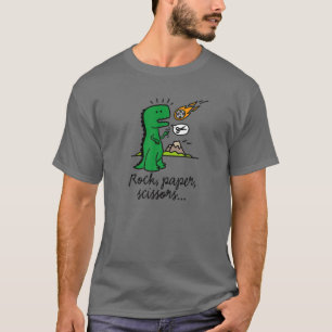 Funny Dinosaur Gift Rex Rock Paper Scissors Meteor T-Shirt