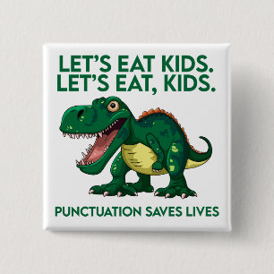 Funny Dinosaur Grammar Lesson 15 Cm Square Badge