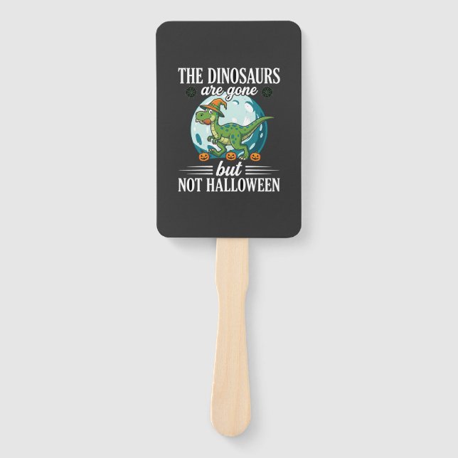 Funny Dinosaur Halloween Witch Graphic Hand Fan (Front)