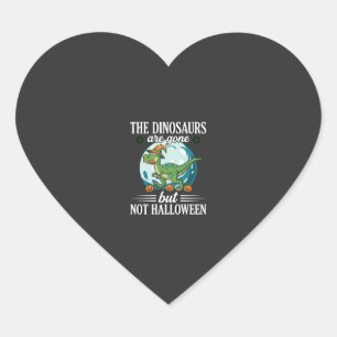 Funny Dinosaur Halloween Witch Graphic Heart Sticker