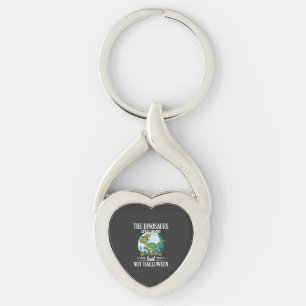 Funny Dinosaur Halloween Witch Graphic Key Ring