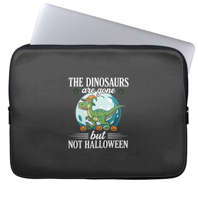 Funny Dinosaur Halloween Witch Graphic Laptop Sleeve (Front)