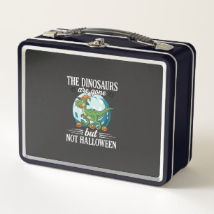Funny Dinosaur Halloween Witch Graphic Metal Lunch Box