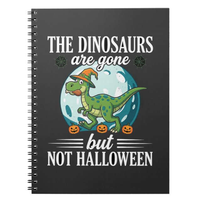 Funny Dinosaur Halloween Witch Graphic Notebook (Front)