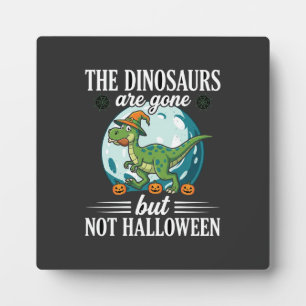 Funny Dinosaur Halloween Witch Graphic Plaque