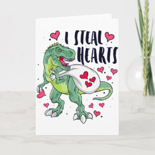 Funny Dinosaur Hearts Valentines Day T-rex  Card