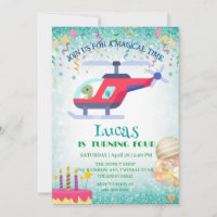 Funny dinosaur Helicopter Birthday party DIY Name