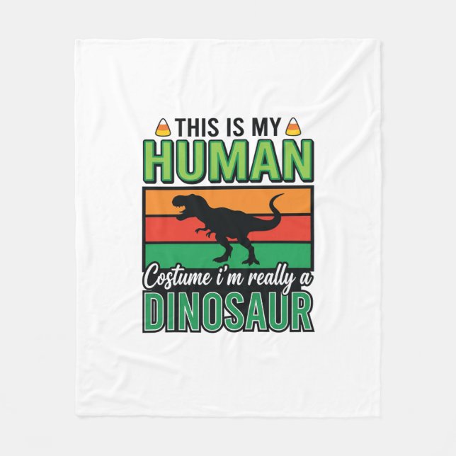 Funny Dinosaur Human Costume Halloween Fleece Blanket (Front)