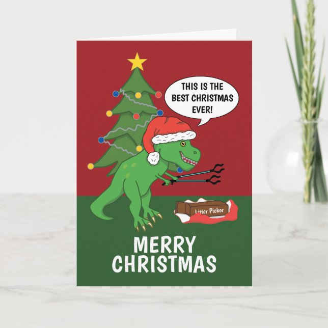 Funny Dinosaur Joke Merry Christmas  Holiday Card (Front)