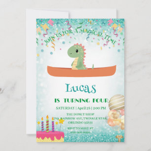 Funny dinosaur Kayak Birthday party DIY Name Holiday Card