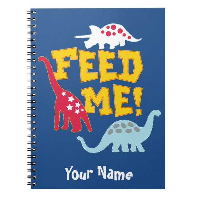 Funny Dinosaur Kids' Royal Blue Personalised Notebook (Front)