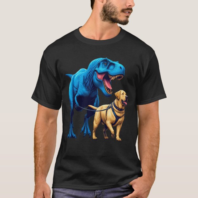 Funny Dinosaur Labrador Retriever Walking Dog T-Shirt (Front)