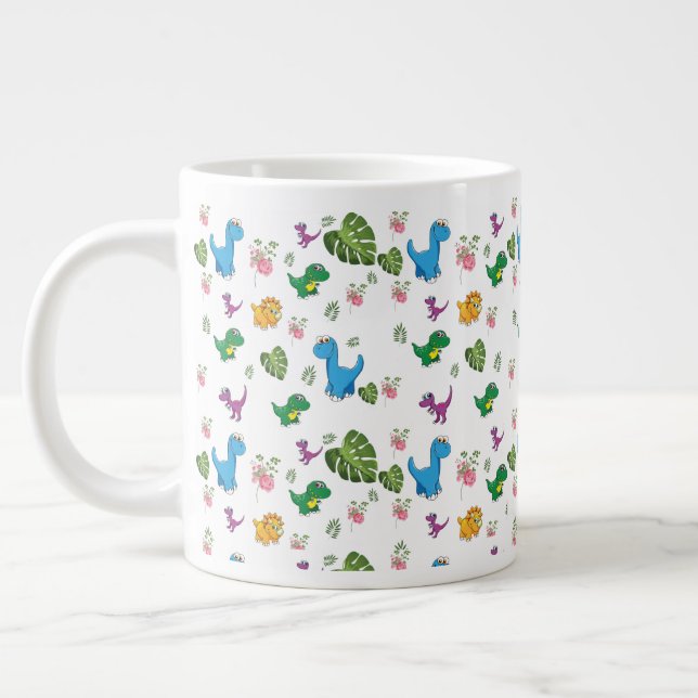Funny Dinosaur leaves Large Coffee Mug (Left)