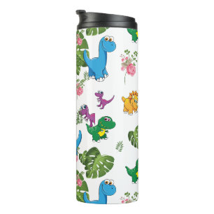 Funny Dinosaur, leaves Thermal Tumbler