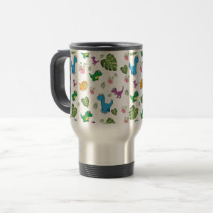Funny Dinosaur, leaves Travel Mug