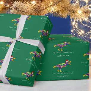 Funny Dinosaur Merry Christmas Personalised  Wrapping Paper