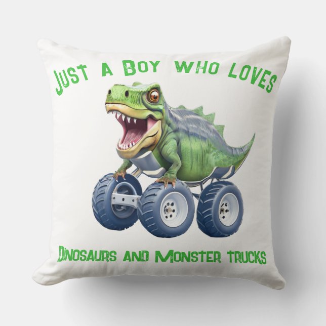 Funny dinosaur monster truck  cushion (Front)