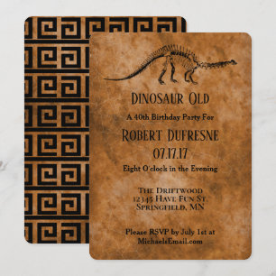 Funny Dinosaur Old Birthday Party Invitation