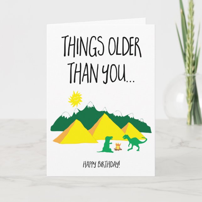 Funny Dinosaur Old Over the Hill Birthday Card (Front)