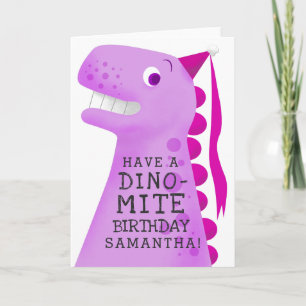 Funny Dinosaur Personalised Girls Birthday Card