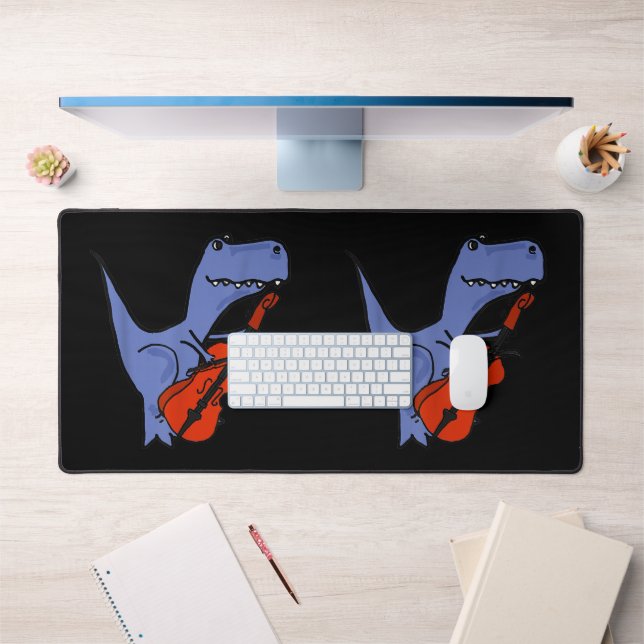 Funny Dinosaur Playing Cello Desk Mat (Office 1)