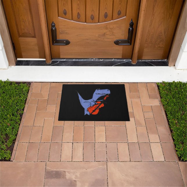 Funny Dinosaur Playing Cello Doormat (Outdoor)