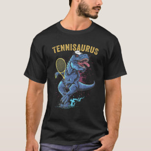 Funny Dinosaur playing Tennis Retro Style Tennisau T-Shirt