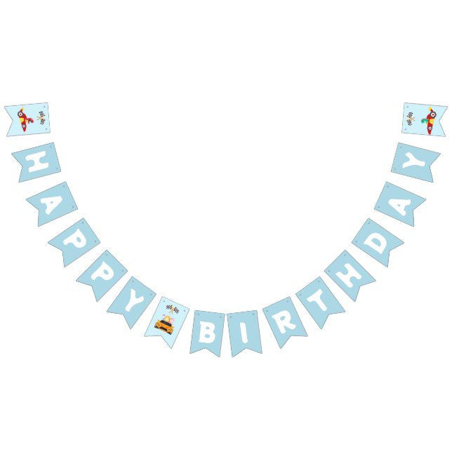 Funny Dinosaur racing car boy kids Birthday party Bunting (All)